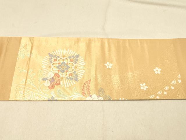 平和屋着物◎九寸名古屋帯 正倉院花文 金糸 正絹 逸品 DAAZ3850jm