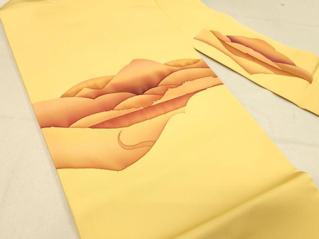 平和屋着物◎塩瀬　九寸名古屋帯　ろうけつ染め　風景文　正絹　逸品　DAAZ3851jm