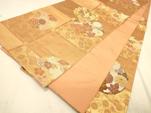 平和屋着物◎六通柄袋帯　天井花丸文　秋草　金銀糸　正絹　逸品　DAAZ3869jm