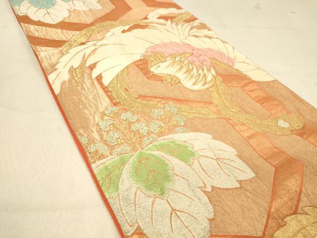 平和屋着物◎六通柄袋帯　鳳凰花文　金糸　正絹　逸品　DAAZ3873jm