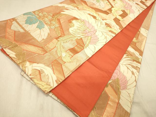 平和屋着物◎六通柄袋帯　鳳凰花文　金糸　正絹　逸品　DAAZ3873jm