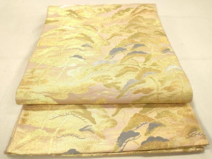 平和屋着物◎六通柄　本袋帯　雲取松文　金銀糸　正絹　逸品　DAAZ3897jm