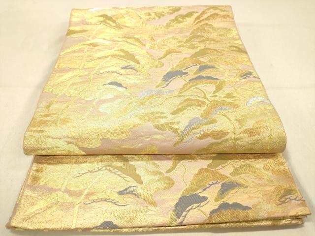 平和屋着物◎六通柄　本袋帯　雲取松文　金銀糸　正絹　逸品　DAAZ3897jm