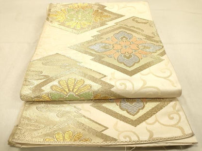 平和屋着物◎六通柄袋帯　松皮菱花唐草文　金銀糸　正絹　逸品　DAAZ3898jm