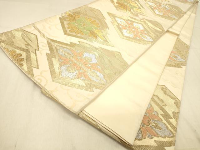 平和屋着物◎六通柄袋帯　松皮菱花唐草文　金銀糸　正絹　逸品　DAAZ3898jm