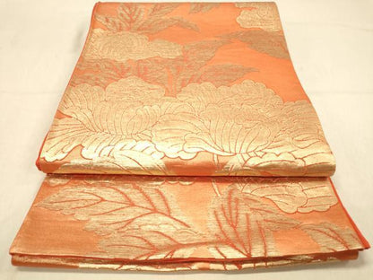 平和屋着物◎六通柄袋帯　牡丹文　金糸　正絹　逸品　DAAZ3905jm