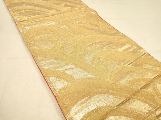 平和屋着物◎六通柄袋帯　荒波文　金糸　正絹　逸品　DAAZ3907jm
