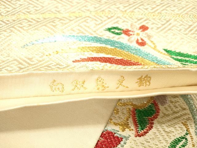 平和屋着物◎六通柄　本袋帯　別織　向双鳥文錦　更紗花鳥文　金糸　正絹　逸品　DAAZ3978jm
