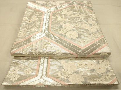 平和屋着物◎六通柄袋帯 亀甲飛鶴花文 金銀糸 正絹 逸品 DAAZ3984jm