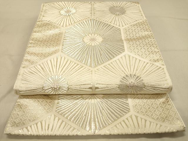 平和屋着物◎六通柄袋帯 亀甲菊文 金銀糸 正絹 逸品 未