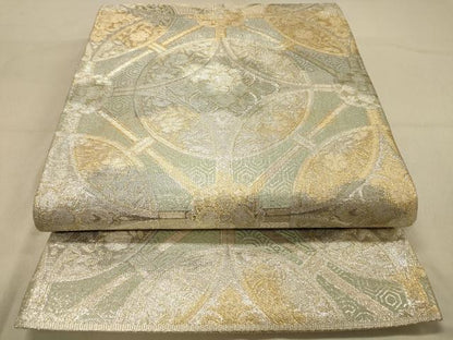 平和屋着物◎佐賀錦 六通柄袋帯 七宝繋ぎ花文 金銀糸 正絹 逸品 DAAZ3995jm