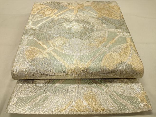 平和屋着物◎佐賀錦 六通柄袋帯 七宝繋ぎ花文 金銀糸 正絹 逸品 DAAZ3995jm