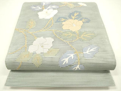 平和屋着物＊夏物 太鼓柄袋帯 枝椿 金銀糸 正絹 逸品 DAAZ4005cm