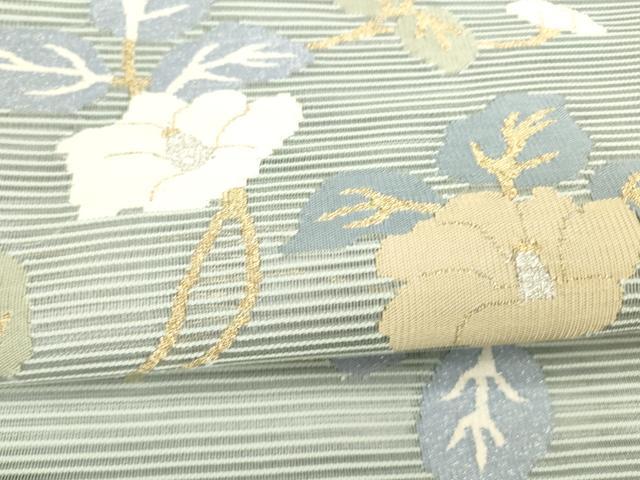 平和屋着物＊夏物 太鼓柄袋帯 枝椿 金銀糸 正絹 逸品 DAAZ4005cm