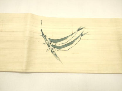 平和屋着物＊夏物 つけ帯 作家物 手描き 魚 麻 逸品 DAAZ4007cm