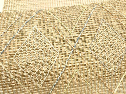 平和屋着物＊夏物　つけ帯　抽象文様　金銀糸　正絹　逸品　DAAZ4008cm