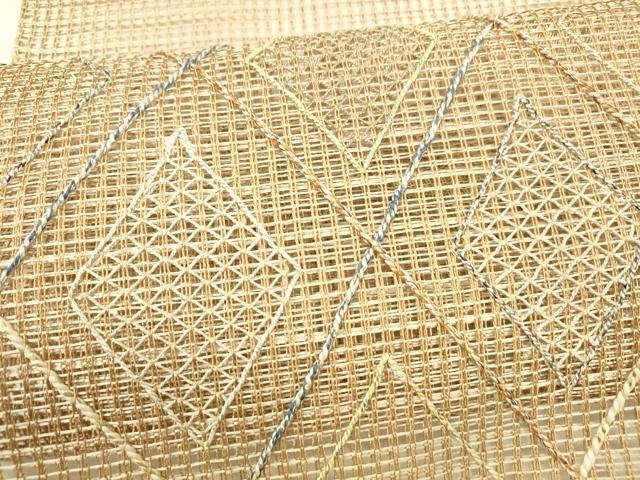 平和屋着物＊夏物　つけ帯　抽象文様　金銀糸　正絹　逸品　DAAZ4008cm