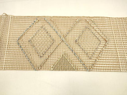 平和屋着物＊夏物　つけ帯　抽象文様　金銀糸　正絹　逸品　DAAZ4008cm