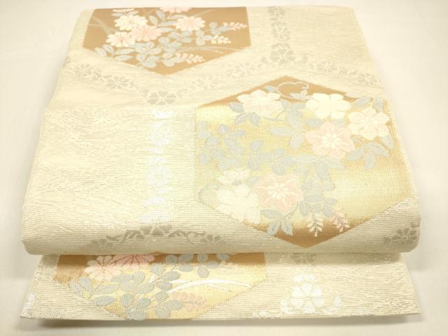 平和屋着物＊夏物 六通柄袋帯 亀甲草花文 金銀糸 正絹 逸品 DAAZ4018cm
