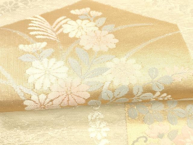 平和屋着物＊夏物 六通柄袋帯 亀甲草花文 金銀糸 正絹 逸品 DAAZ4018cm