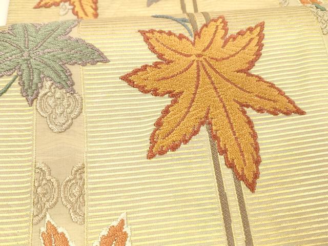 平和屋着物＊夏物 六通柄袋帯 唐織 舞葉文 金糸 正絹 逸品 DAAZ4026cm