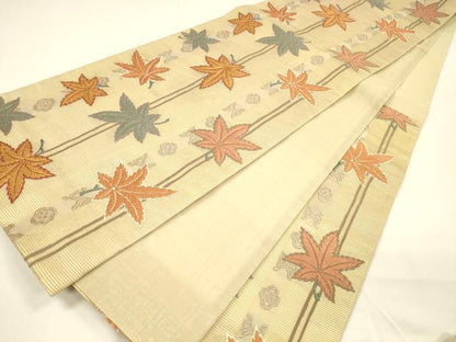 平和屋着物＊夏物 六通柄袋帯 唐織 舞葉文 金糸 正絹 逸品 DAAZ4026cm