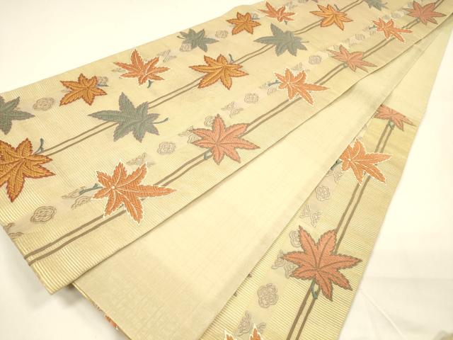 平和屋着物＊夏物 六通柄袋帯 唐織 舞葉文 金糸 正絹 逸品 DAAZ4026cm