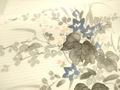 平和屋着物＊夏物 絽塩瀬 九寸名古屋帯 作家物 手描き 草花文 正絹 逸品 DAAZ4027cm