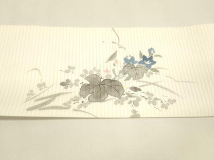 平和屋着物＊夏物 絽塩瀬 九寸名古屋帯 作家物 手描き 草花文 正絹 逸品 DAAZ4027cm