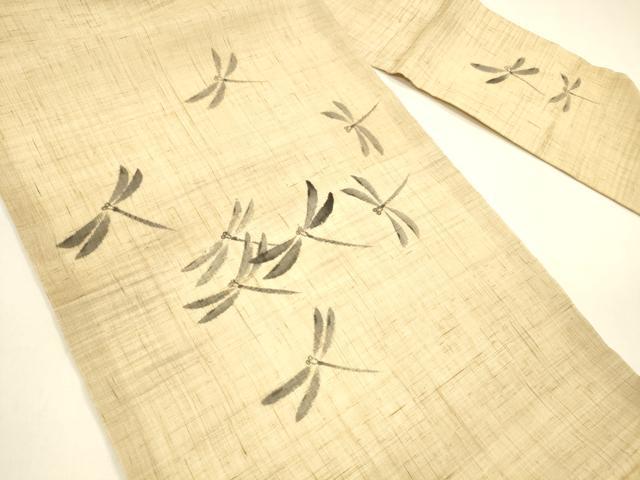 平和屋着物＊夏物 九寸名古屋帯 手描き 蜻蛉 麻 逸品 DAAZ4029cm