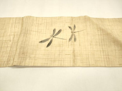 平和屋着物＊夏物 九寸名古屋帯 手描き 蜻蛉 麻 逸品 DAAZ4029cm