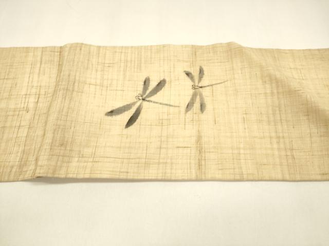 平和屋着物＊夏物 九寸名古屋帯 手描き 蜻蛉 麻 逸品 DAAZ4029cm