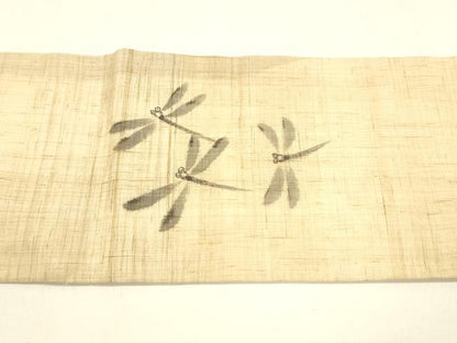 平和屋着物＊夏物 九寸名古屋帯 手描き 蜻蛉 麻 逸品 DAAZ4029cm