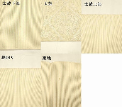 平和屋着物＊夏物 絽綴れ 太鼓柄袋帯 総刺繍 草花文 正絹 逸品 DAAZ4035cm