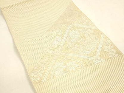 平和屋着物＊夏物 絽綴れ 太鼓柄袋帯 総刺繍 草花文 正絹 逸品 DAAZ4035cm