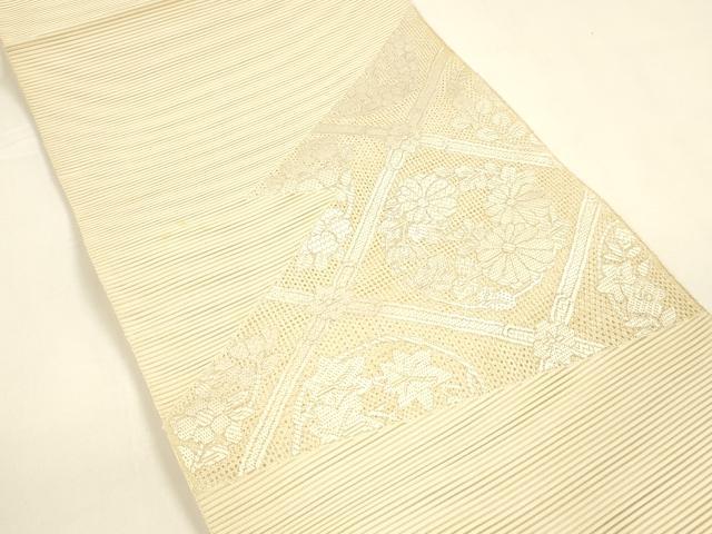 平和屋着物＊夏物 絽綴れ 太鼓柄袋帯 総刺繍 草花文 正絹 逸品 DAAZ4035cm