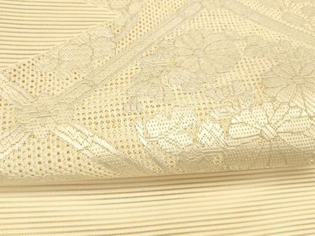 平和屋着物＊夏物 絽綴れ 太鼓柄袋帯 総刺繍 草花文 正絹 逸品 DAAZ4035cm