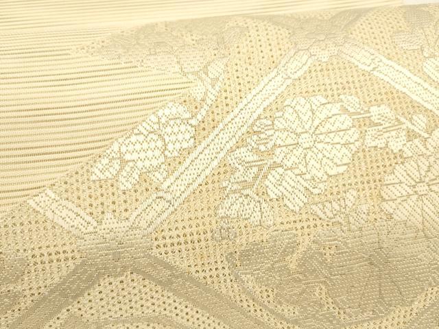 平和屋着物＊夏物 絽綴れ 太鼓柄袋帯 総刺繍 草花文 正絹 逸品 DAAZ4035cm