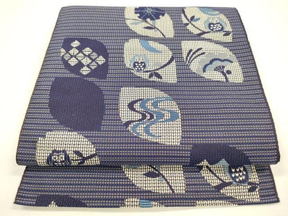 平和屋着物●本場筑前博多織 八寸名古屋帯 流水枝葉文 梟 正絹 逸品 DAAZ4065cm