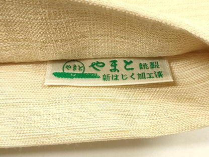 平和屋着物▽手彫木版染 佐伯武晴 スリーシーズン 春夏秋 太鼓柄袋帯 紬地 流水飛鳥文 金糸 やまと誂製 正絹 逸品 DAAZ4078cm
