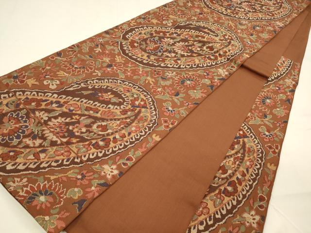 平和屋着物●六通柄　本袋帯　更紗花文　正絹　逸品　DAAZ4082cm