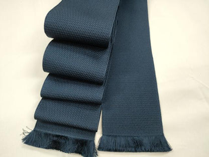 平和屋着物●男性　本場筑前博多織　角帯　紺青色　正絹　逸品　DAAZ4098cm