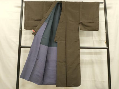 平和屋着物■男性　紬　間道　正絹　逸品　DAAZ4113cm