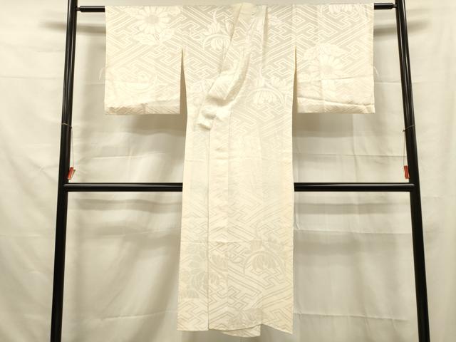 平和屋着物■長襦袢　無双仕立て　鹿の子舞花地紋　生成り色　正絹　逸品　DAAZ4142cm
