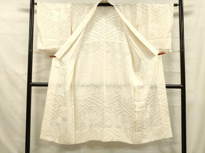 平和屋着物■長襦袢　無双仕立て　鹿の子舞花地紋　生成り色　正絹　逸品　DAAZ4142cm