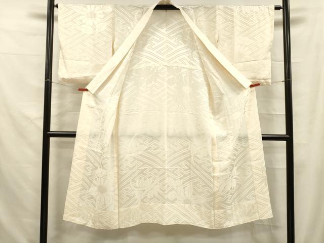 平和屋着物■長襦袢　無双仕立て　鹿の子舞花地紋　生成り色　正絹　逸品　DAAZ4142cm