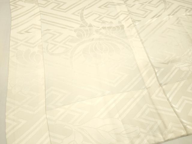 平和屋着物■長襦袢　無双仕立て　鹿の子舞花地紋　生成り色　正絹　逸品　DAAZ4142cm