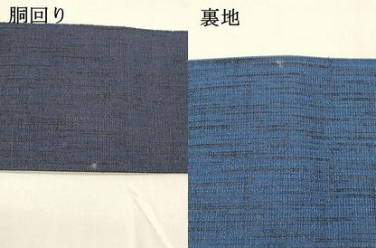 平和屋着物●男性　両面　角帯　鉄紺色　紺瑠璃色　正絹　逸品　DAAZ4148cm