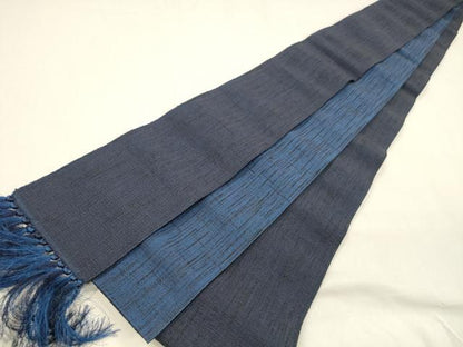 平和屋着物●男性　両面　角帯　鉄紺色　紺瑠璃色　正絹　逸品　DAAZ4148cm