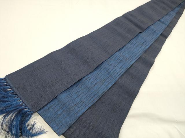 平和屋着物●男性　両面　角帯　鉄紺色　紺瑠璃色　正絹　逸品　DAAZ4148cm